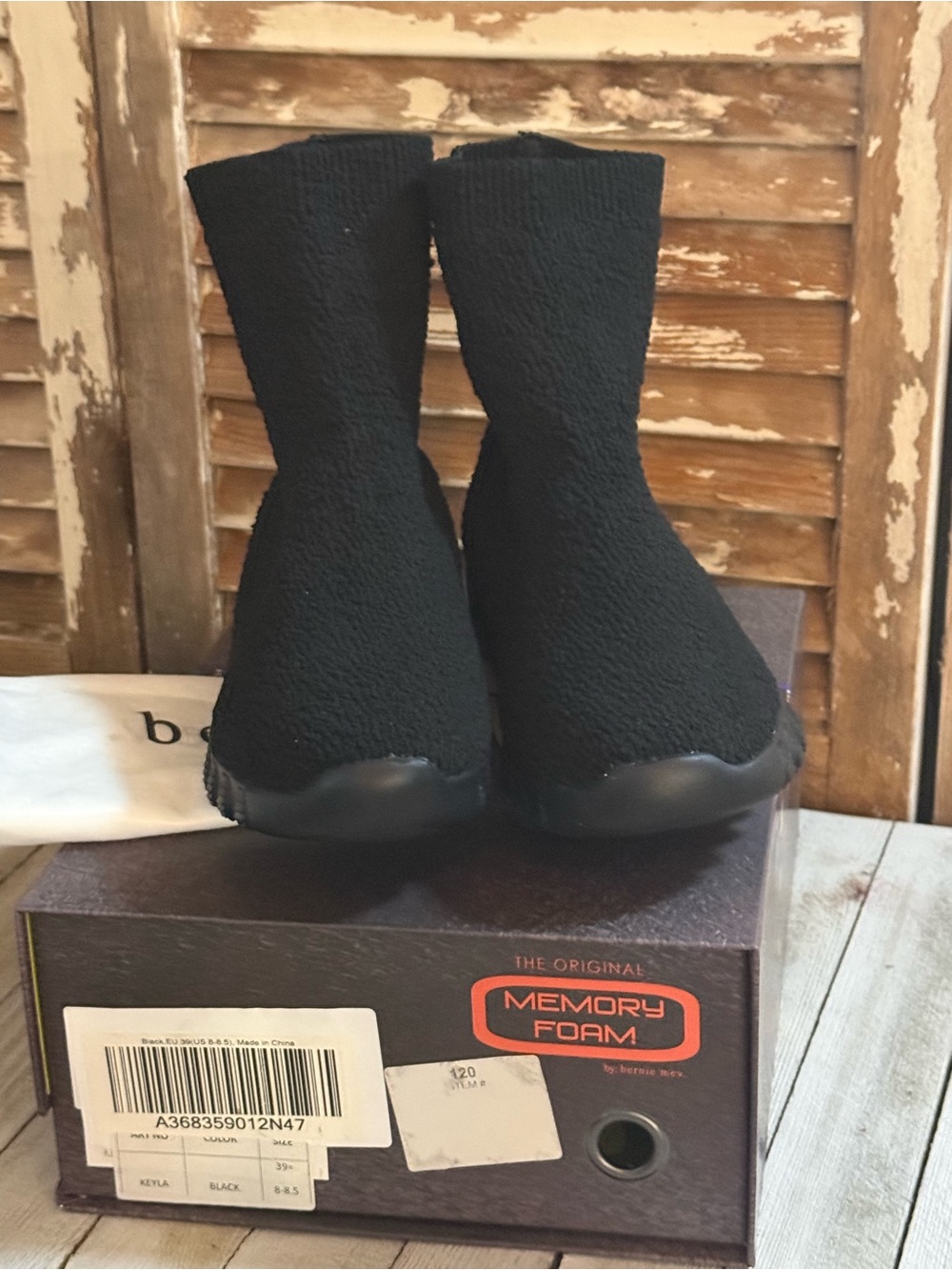 Bernie Mev Black stretchy knit ankle boots